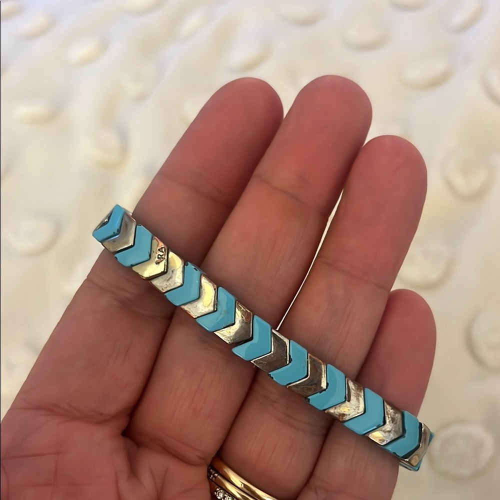 Roxanne Assoulin Gold and Blue Chevron Bracelet